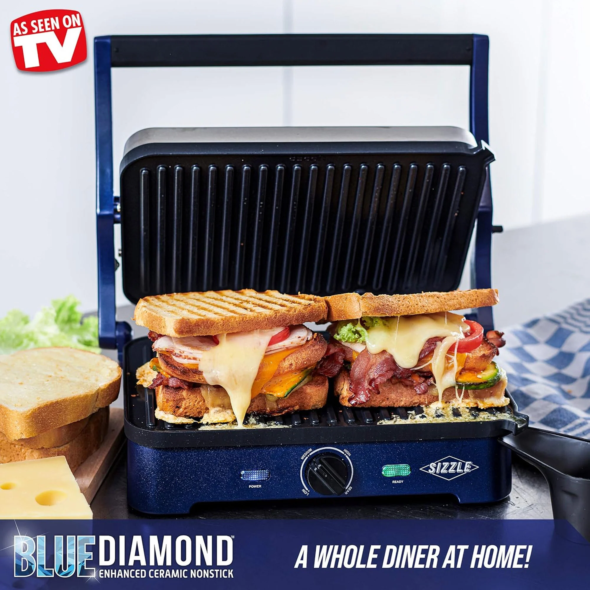 Blue Diamond Sizzle Deluxe Electric Griddle and Grill Pan Plates