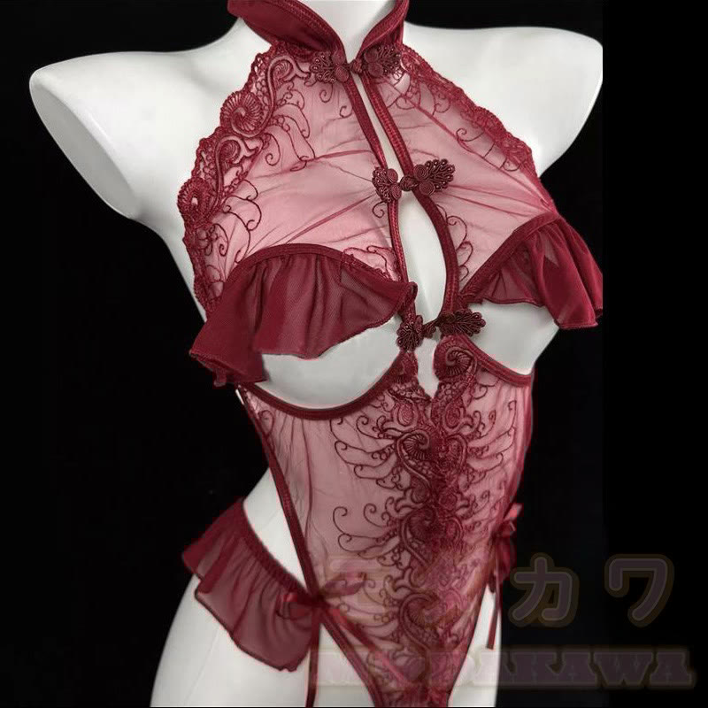 Lace See-through Hollow Out Jumpsuit Lingerie