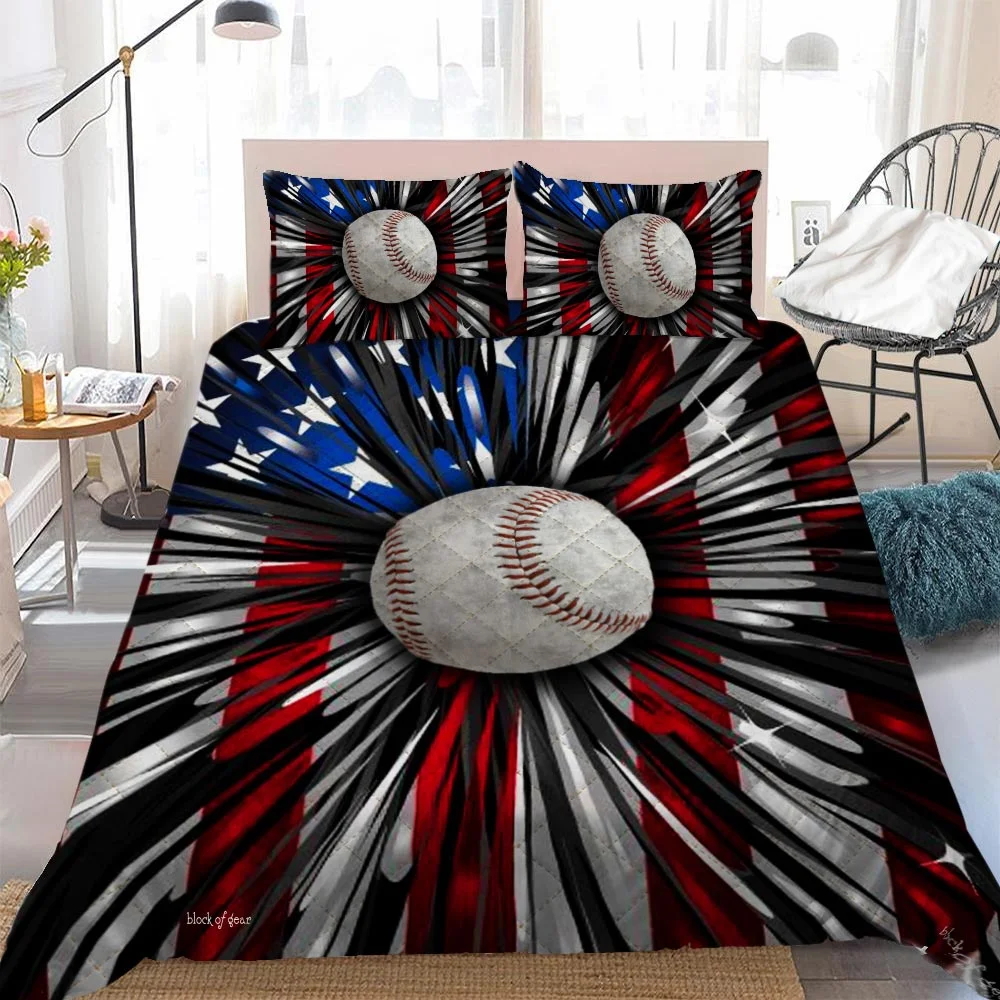 Baseball American Quilt Bed Set