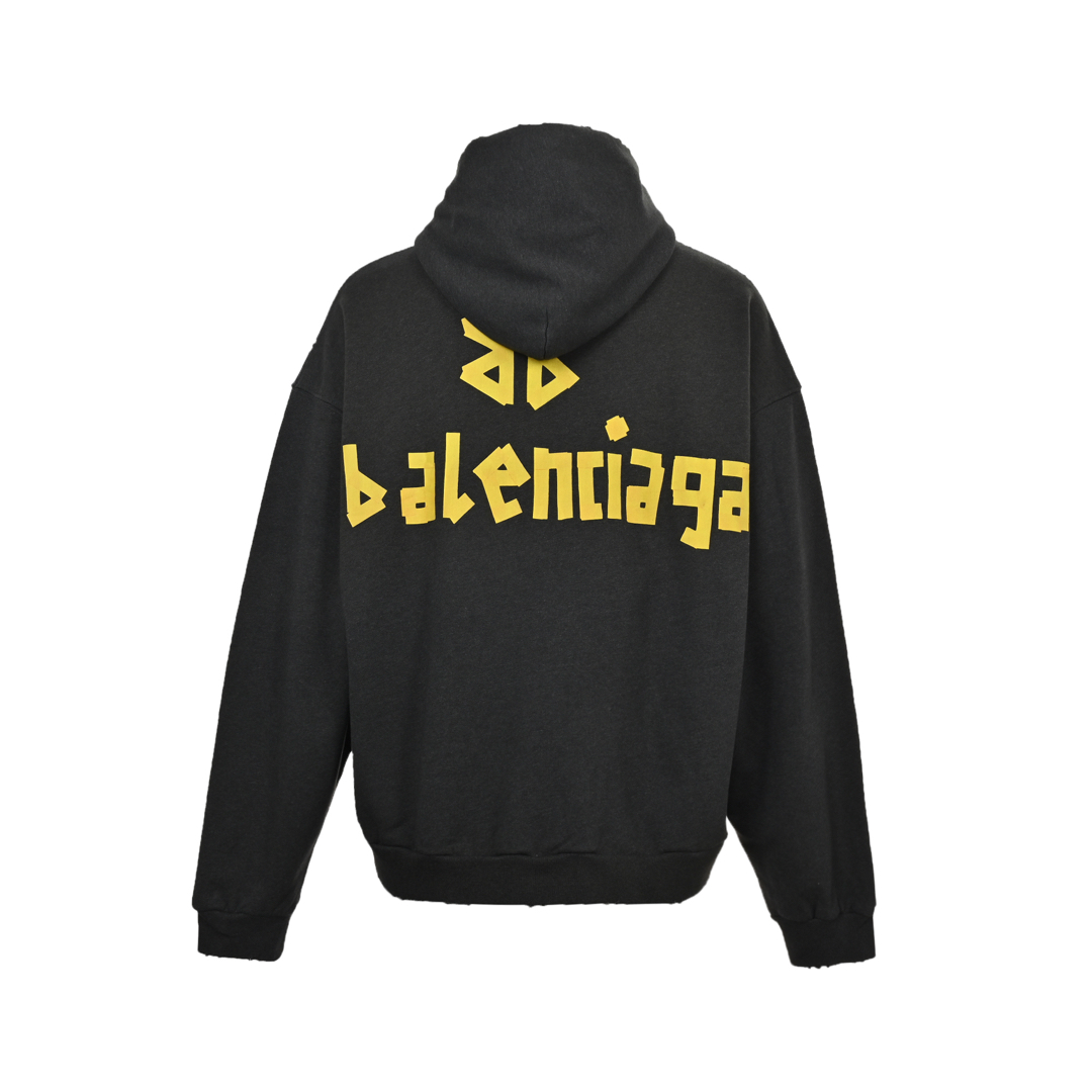 Balenciaga 24Fw distressed masking tape hooded sweatshirt