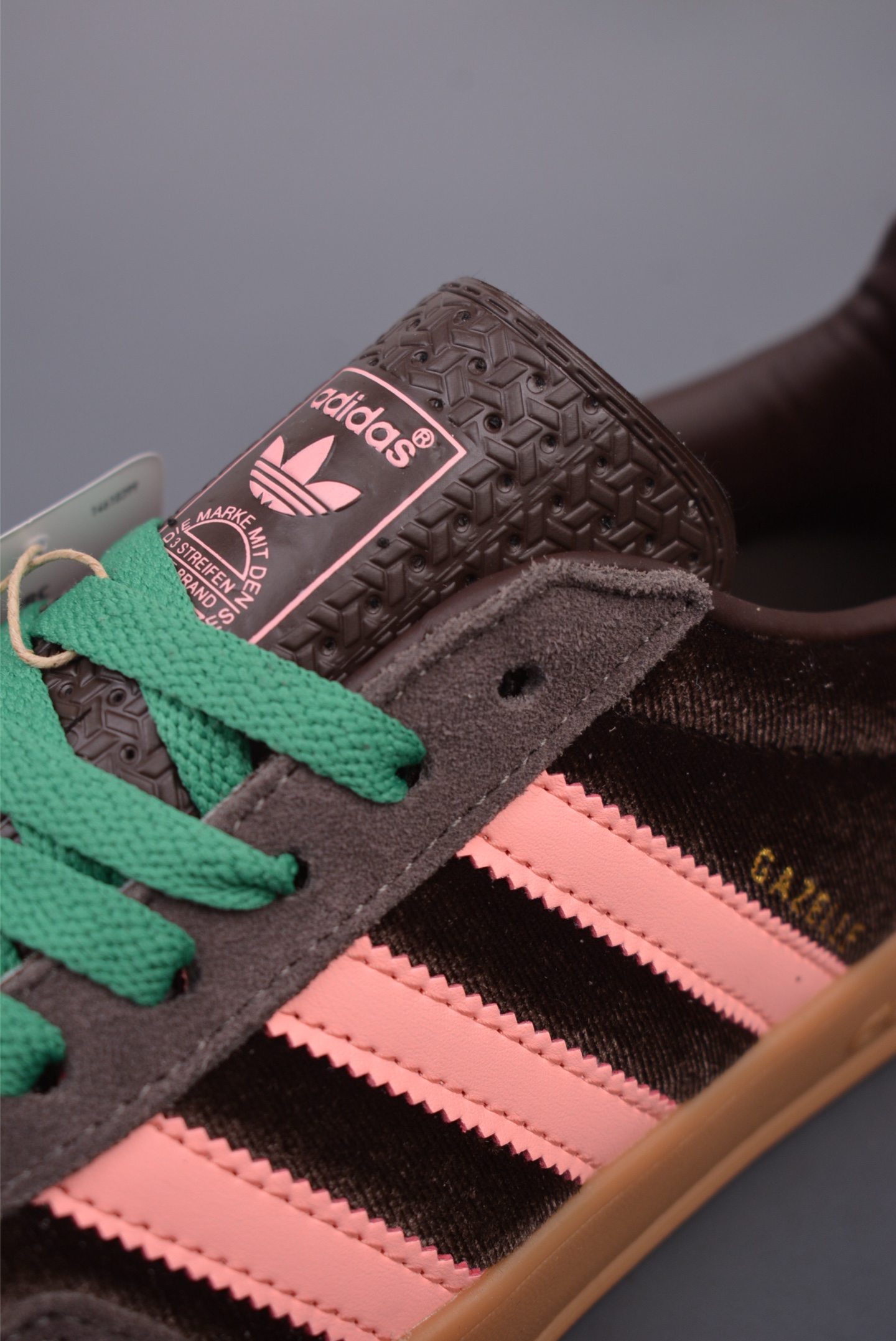Adidas Gazelle Indoor Trainers Dark Coffee Pink Green JI2714