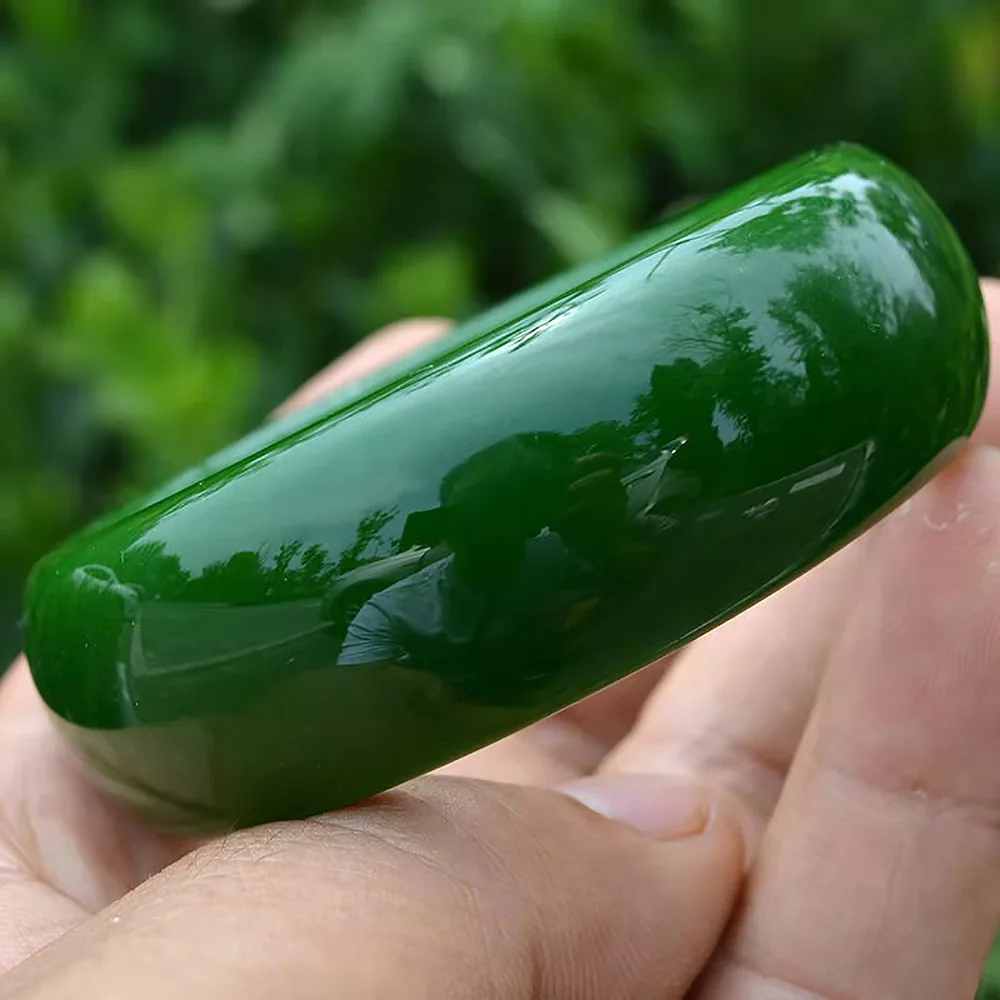 Natural Hotan Jade Bangle Bracelet Green Widen Jadeite Women's Handring Fine Jewelry Fashion Accessories Gift for Mother