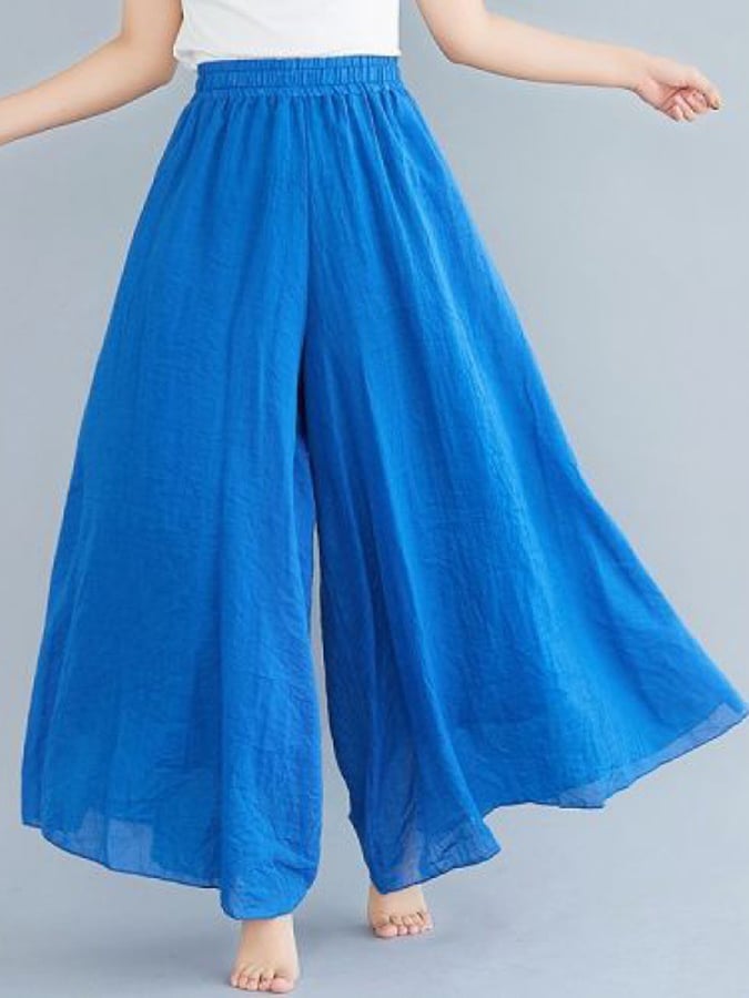 Cotton Linen High Waist Retro Swing Culottes