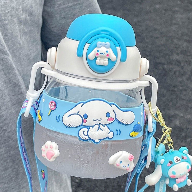 Sanrio Water Bottle with Straw 26.5oz with Two Ways to Dinking Modern Water Jug for Women/Teen Girl/School Water Bottles With Strap