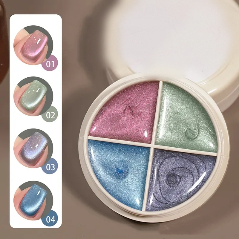 👍Last Day Promotion 60% OFF💥GLITTER CAT EYE - 4 Color Solid Nail Gel New Nail Polish Plate Uv Mousse Cream Manicure