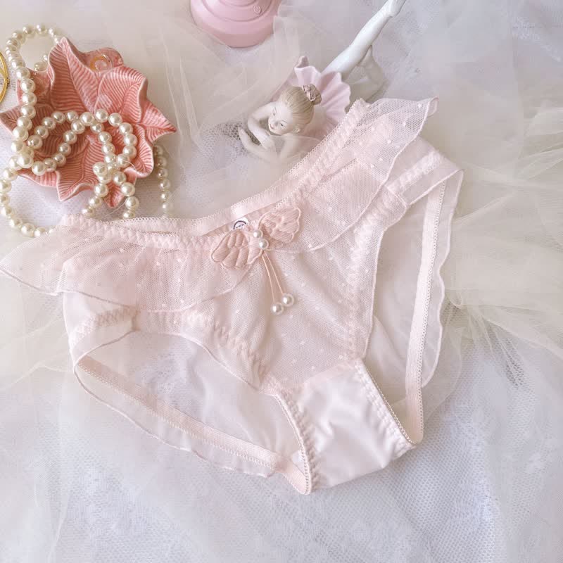 Wings Decor Lace Mesh Panty