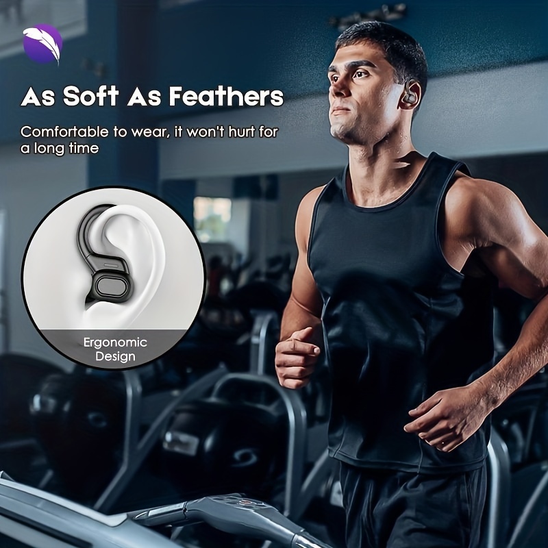 True Wireless Earbuds, TWS Earphones With Mic, Sport Earhook Headset, Stereo In Ear Headphones With LED Display Charing Case