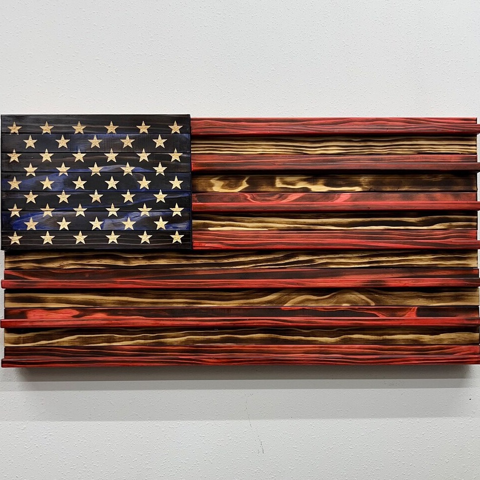 Handmade US Flag Challenge Coin Display