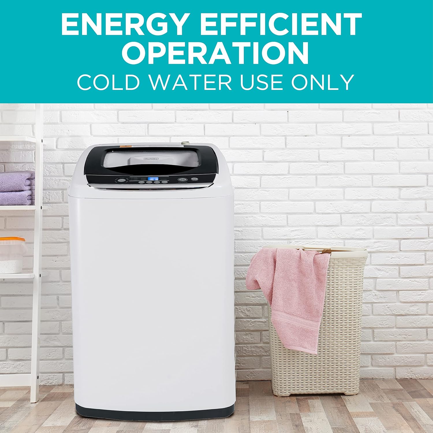 BLACK & DECKER Small Portable Washer 0.9 Cu. Ft. with Transparent Lid & LED Display