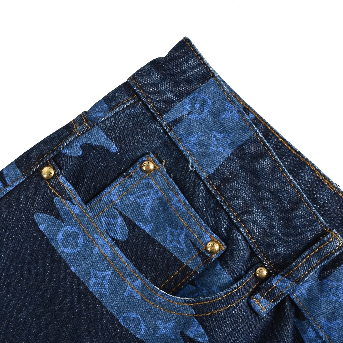 Louis Vuitton 25ss blue sky and white clouds print denim shorts
