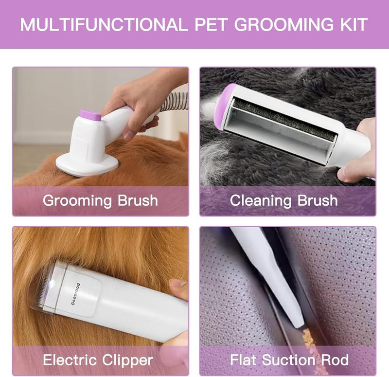 5-in-1 / 6-in-1 Pet Grooming Vacuum Kit | Dog Cat Hair Remover & Grooming Tool with Stainless Steel Blades