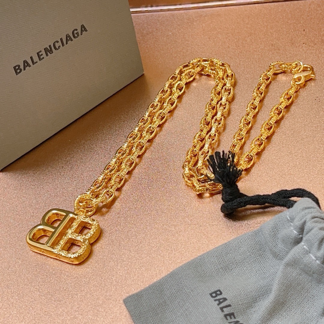 Balenciaga BB chain gold necklace