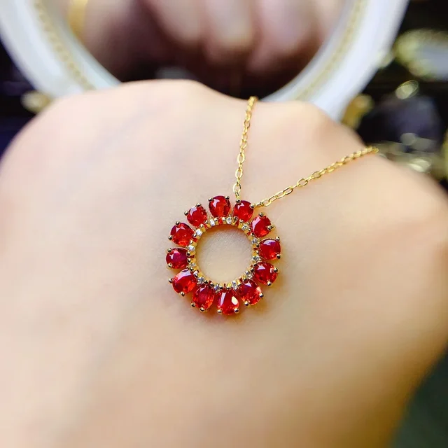 925 Sterling silver natural red sapphire blue necklace jewelry fire color good beauty women's luxury jewelry certified boutique