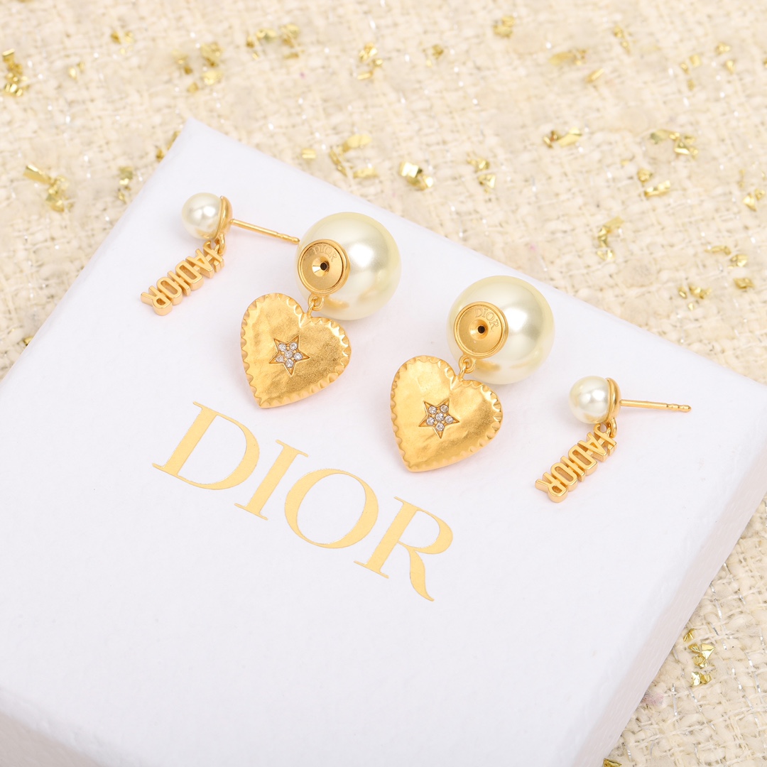 Dior Heart Pearl Earrings
