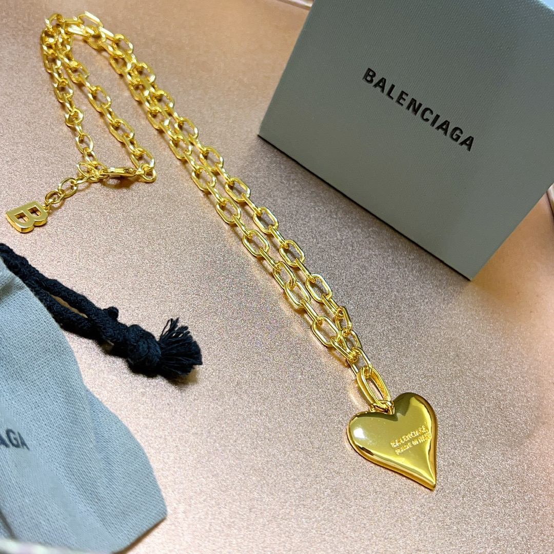 Balenciaga Heart Gold Chain Necklace