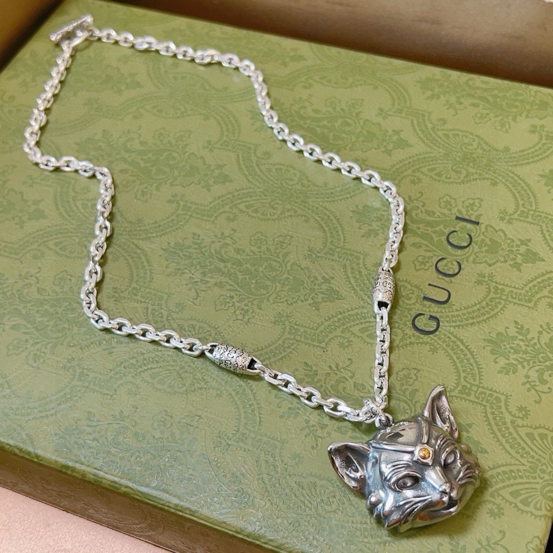 Gucci Anger Forest Series Cat Head Vintage Necklace