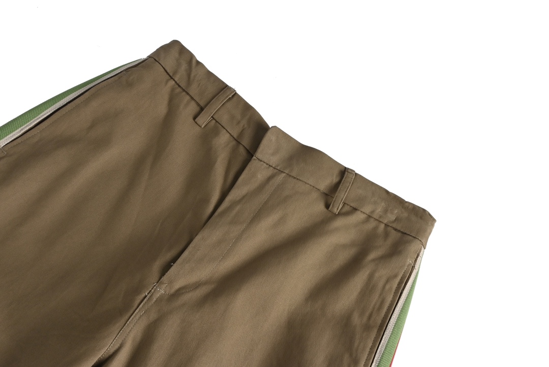 Gucci Khaki Web Cotton Trousers