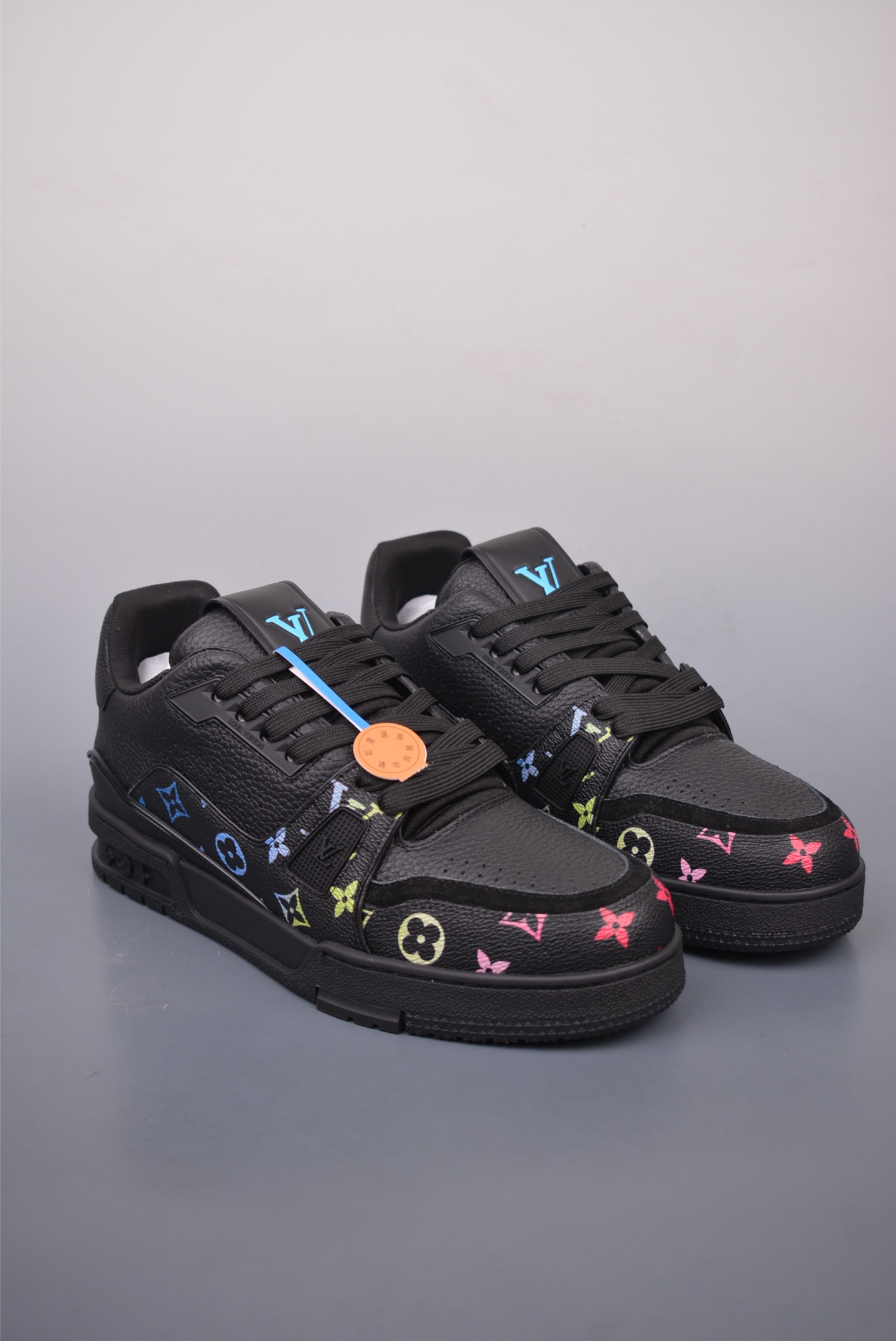 Louis Vuitton Trainer Sneaker Low Black Colorful Print