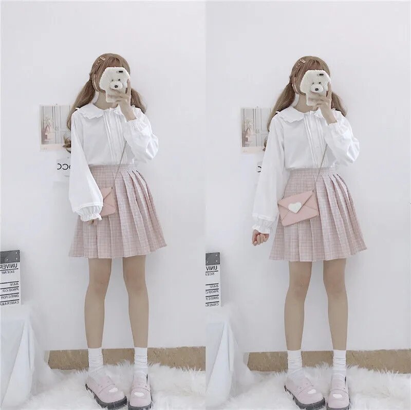 Kawaii Long Sleeve Peter Pan Collar Blouse