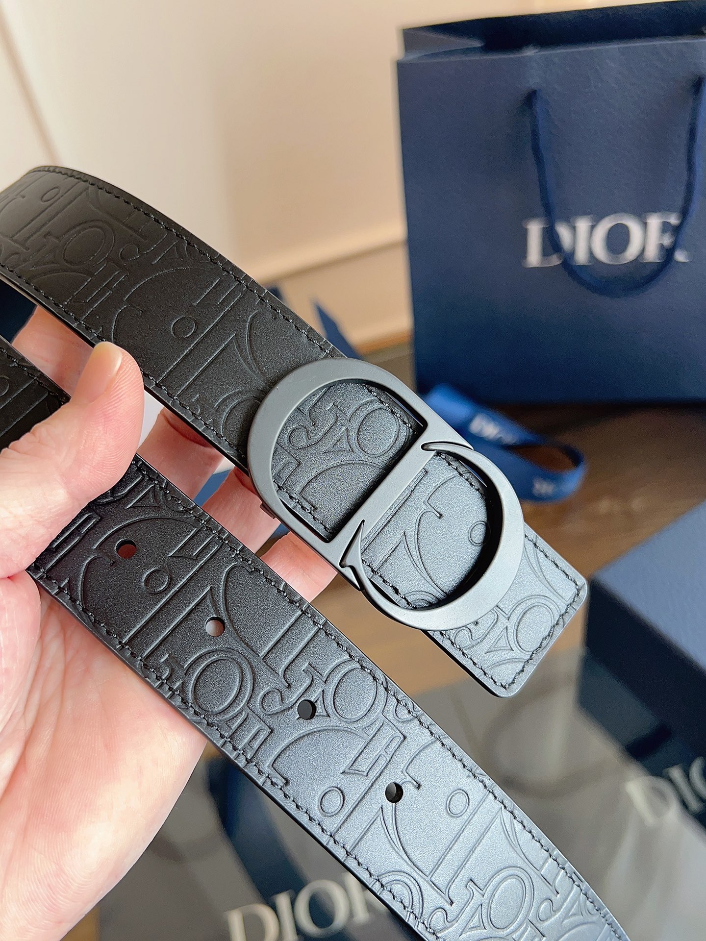 Dior printed full cowhide leather belt width 3.5CM