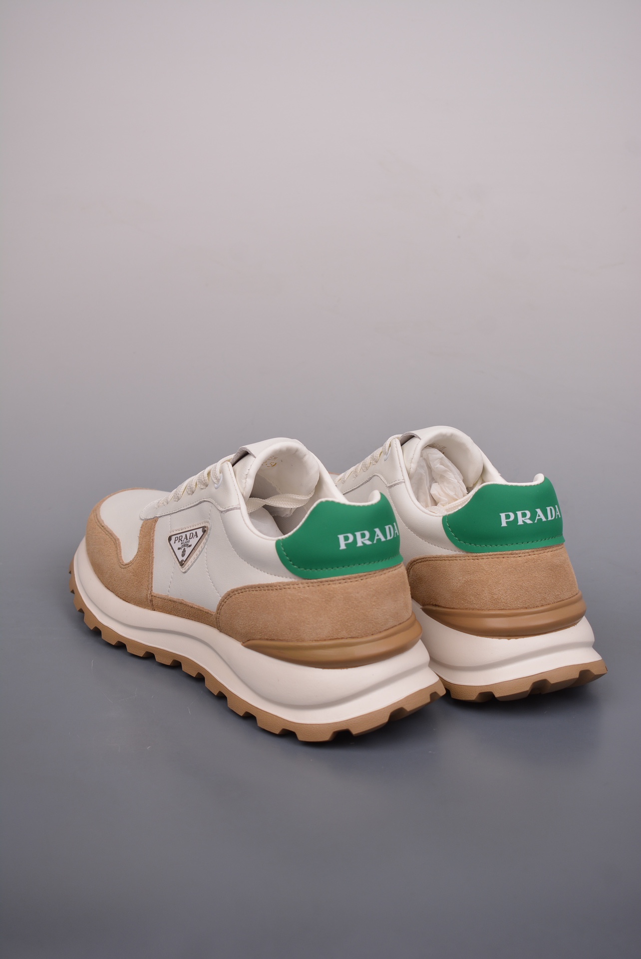 Prada PRAX 01 Triangle Logo Leather Sneakers Khaki Green 3D955M_3LF5_FG000