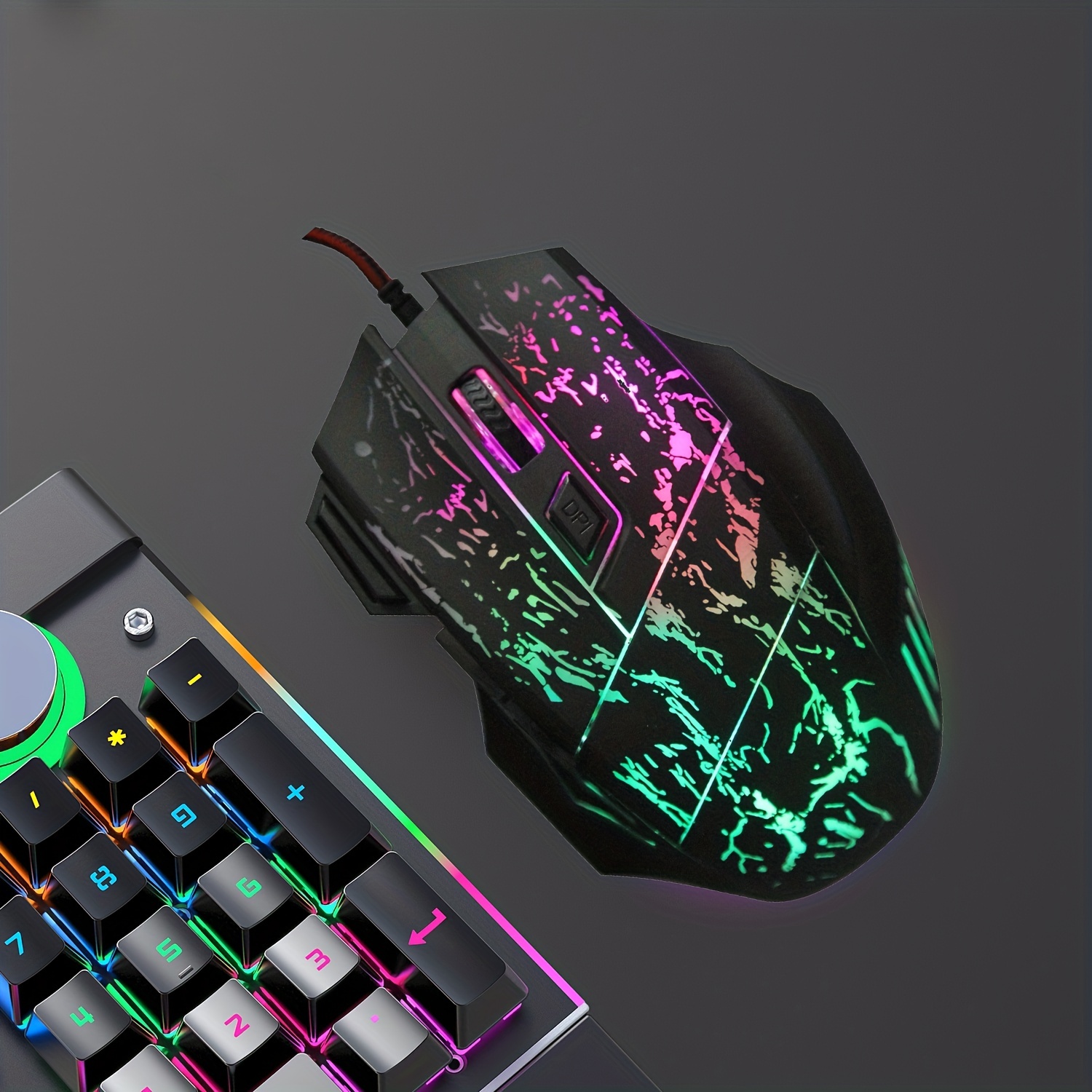HXSJ Exploding Cracked Rainbow Light Gaming Mouse, A Gaming Mouse With Seven Buttons, Capable Of Reaching Up To 3200dpi.