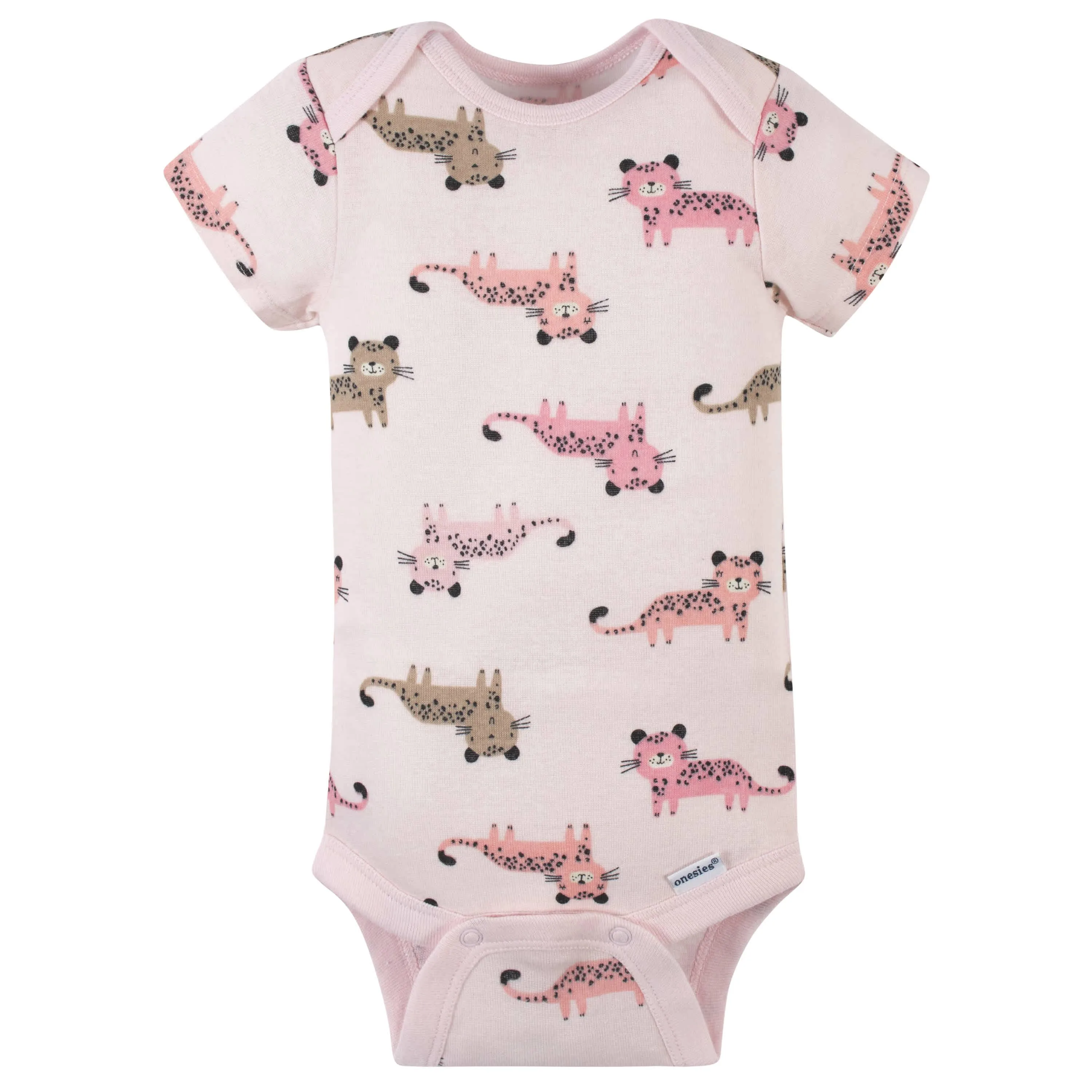 4-Pack Baby Girls Leopard Short Sleeve Onesies Bodysuits