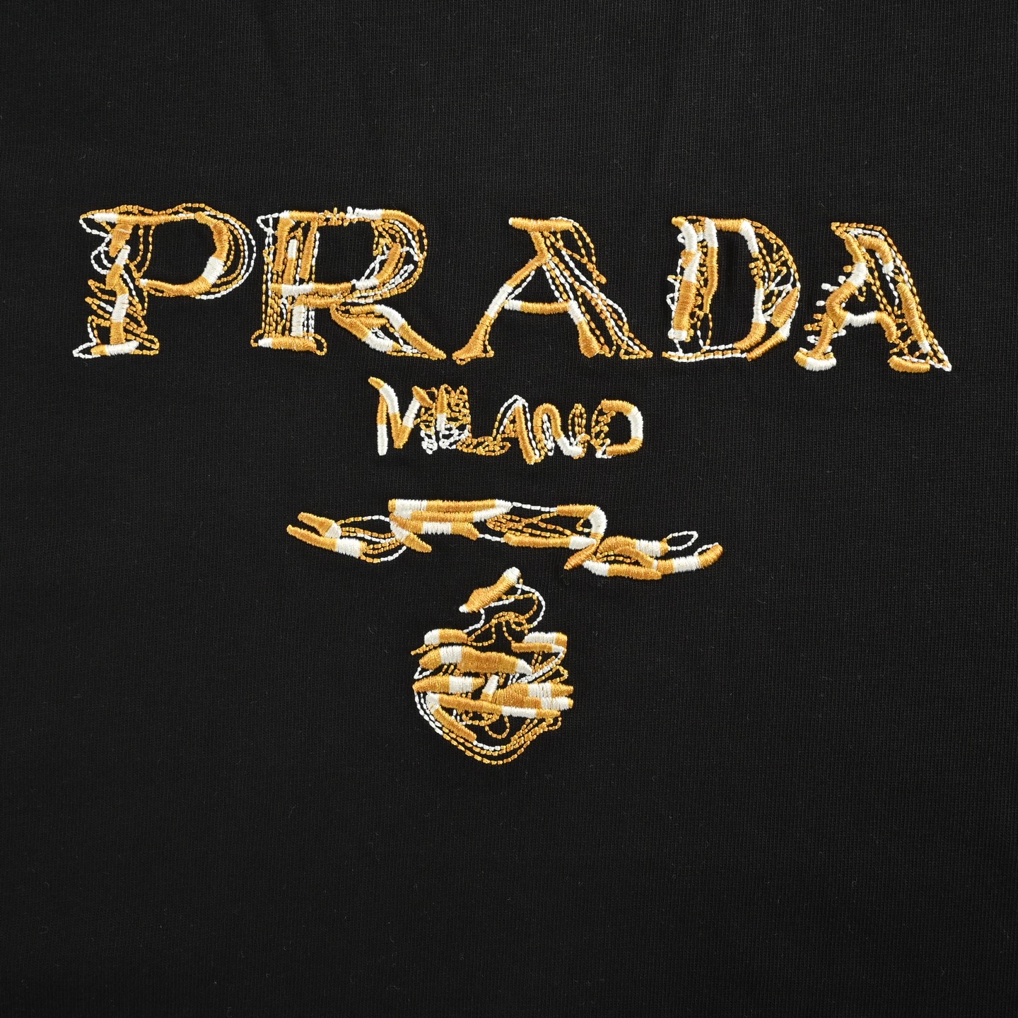 Prada 25ss colorblock embroidered lettering short sleeve
