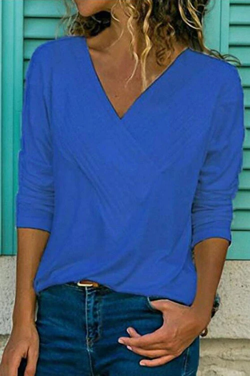 Heididress V-neck Long Sleeve Solid Basic Shirts