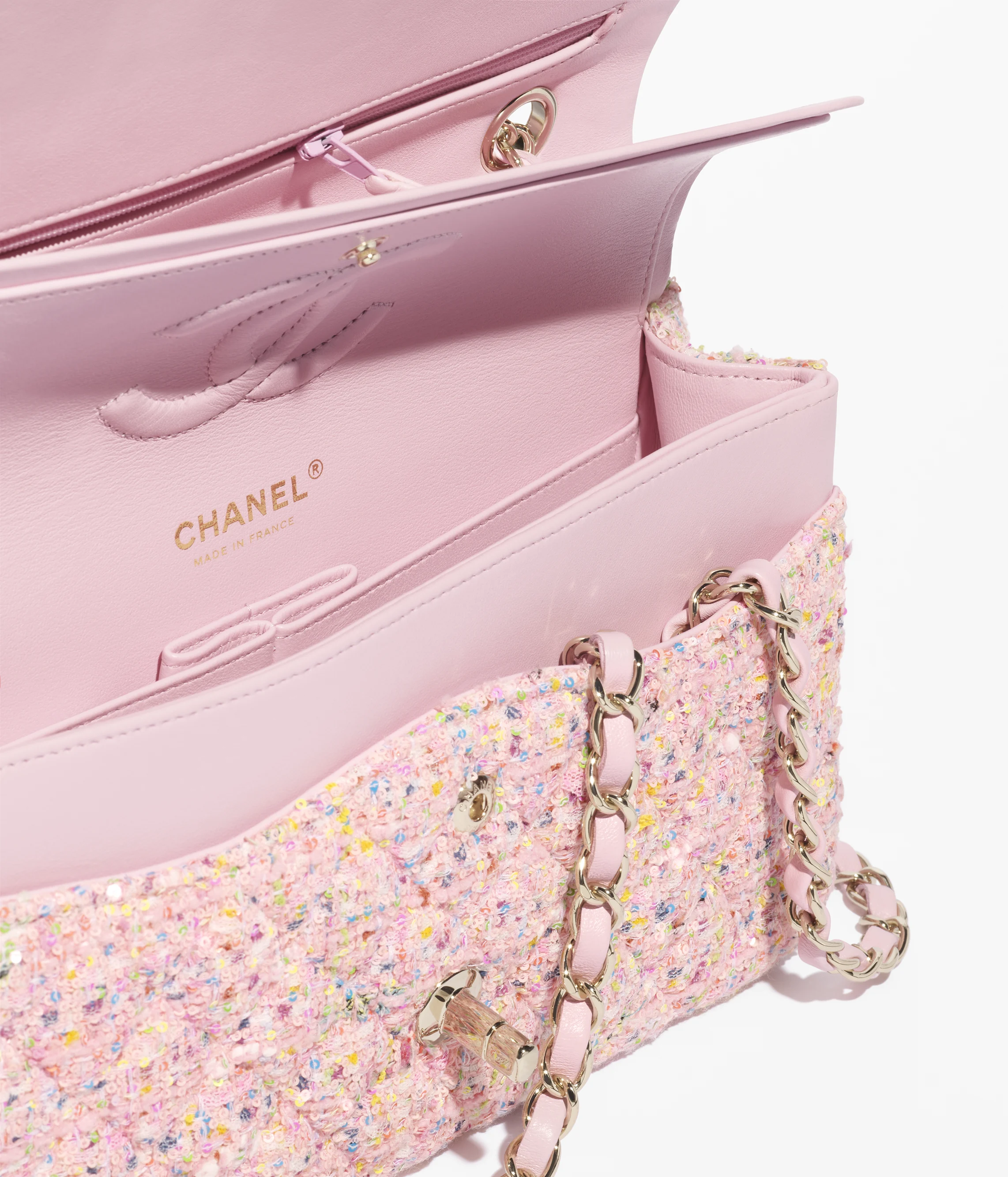 Chanel Classic 11.12 Bag Tweed & Gold Metal Pink & Multicolor A01112-B19963-NADRA