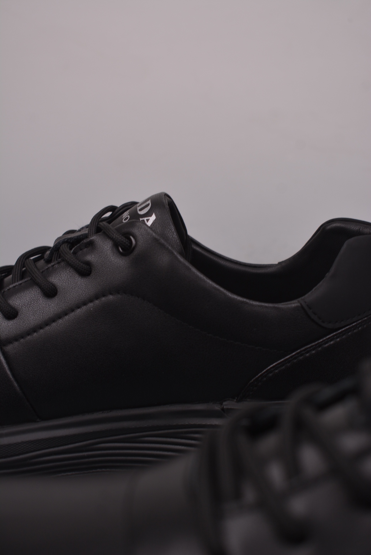 Prada PRAX 01 Triangle Logo Leather Sneakers glossy black 3D936M_3LF5_FG00