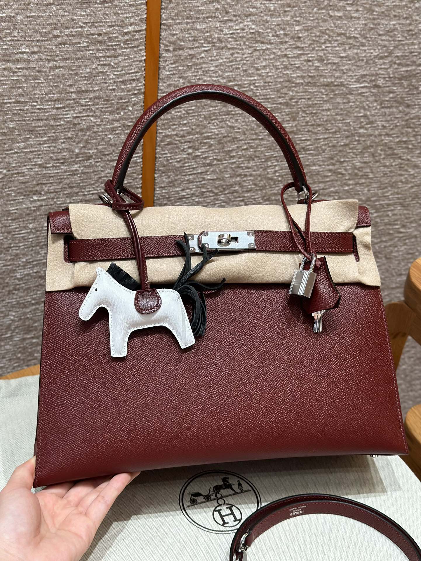 Hermès Kelly 55Rouge H (Handmade to order)