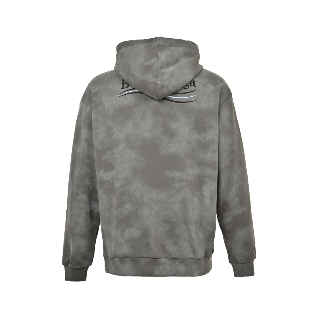 Balenciaga 24Fw cola embroidered mud-dyed distressed hooded sweatshirt