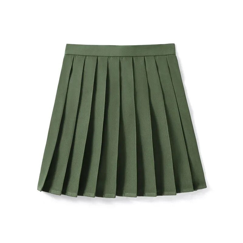 Solid Color Pleated Skirt