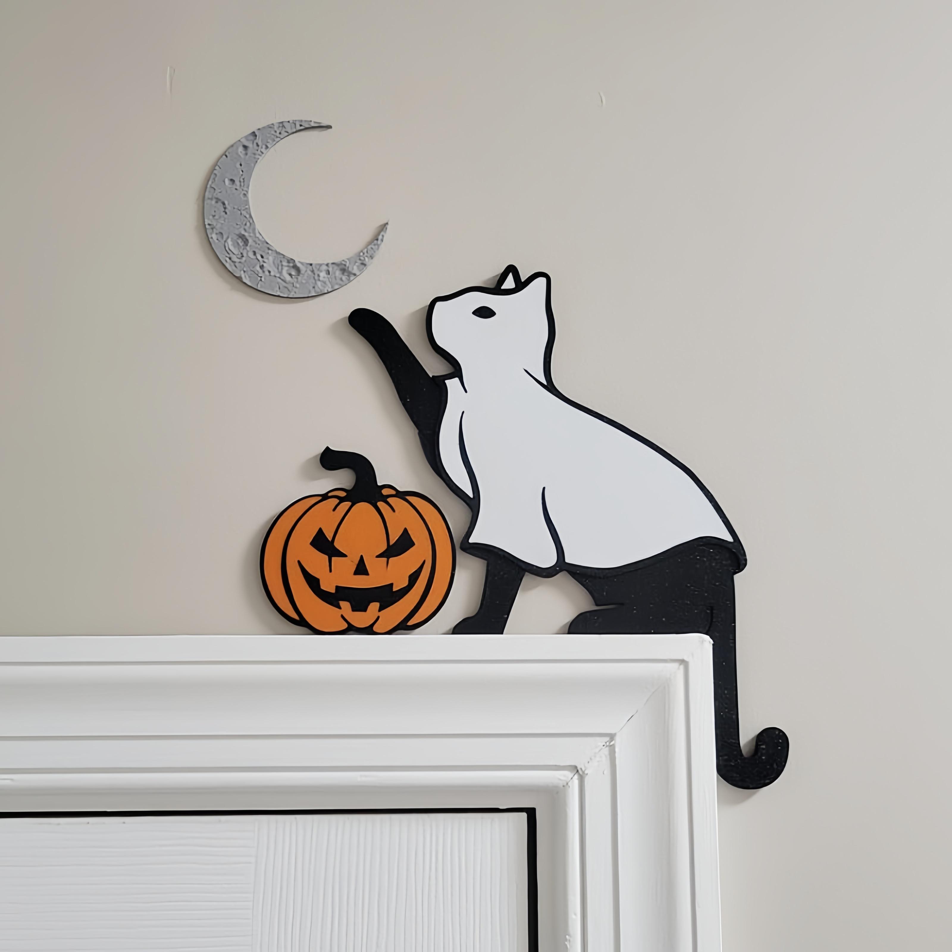 Ghost Cat Door Corner Topper Set