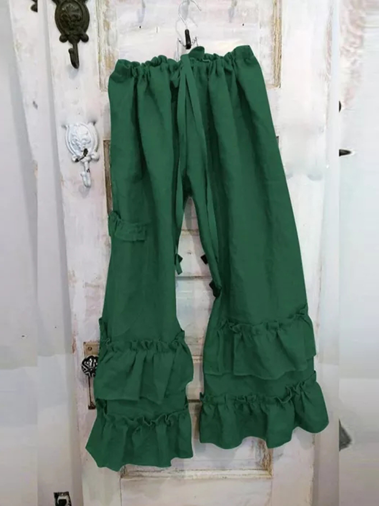 Cotton Loose Ruffle Lounge Pants