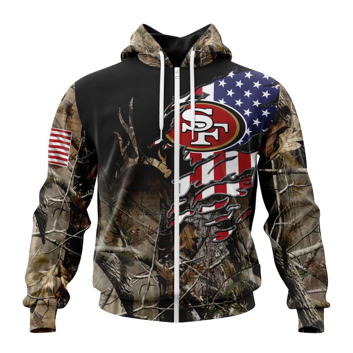 SAN FRANCISCO 49ERS 3D HOODIE CAMO REALTREE HUNTING