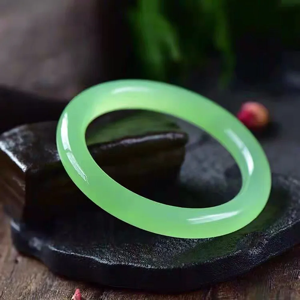 Natural Ice Jade Bracelet For Women Round Green Jade Bangles Korean Jewelry Fine Gift For Mother Wholesale Free Shipping Items