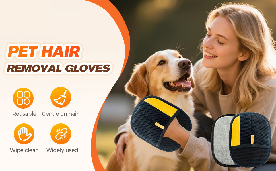 2Pcs Electrostatic Gloves Pet Hair Removal  Washable Reusable Dogs Cats Hair Gloves