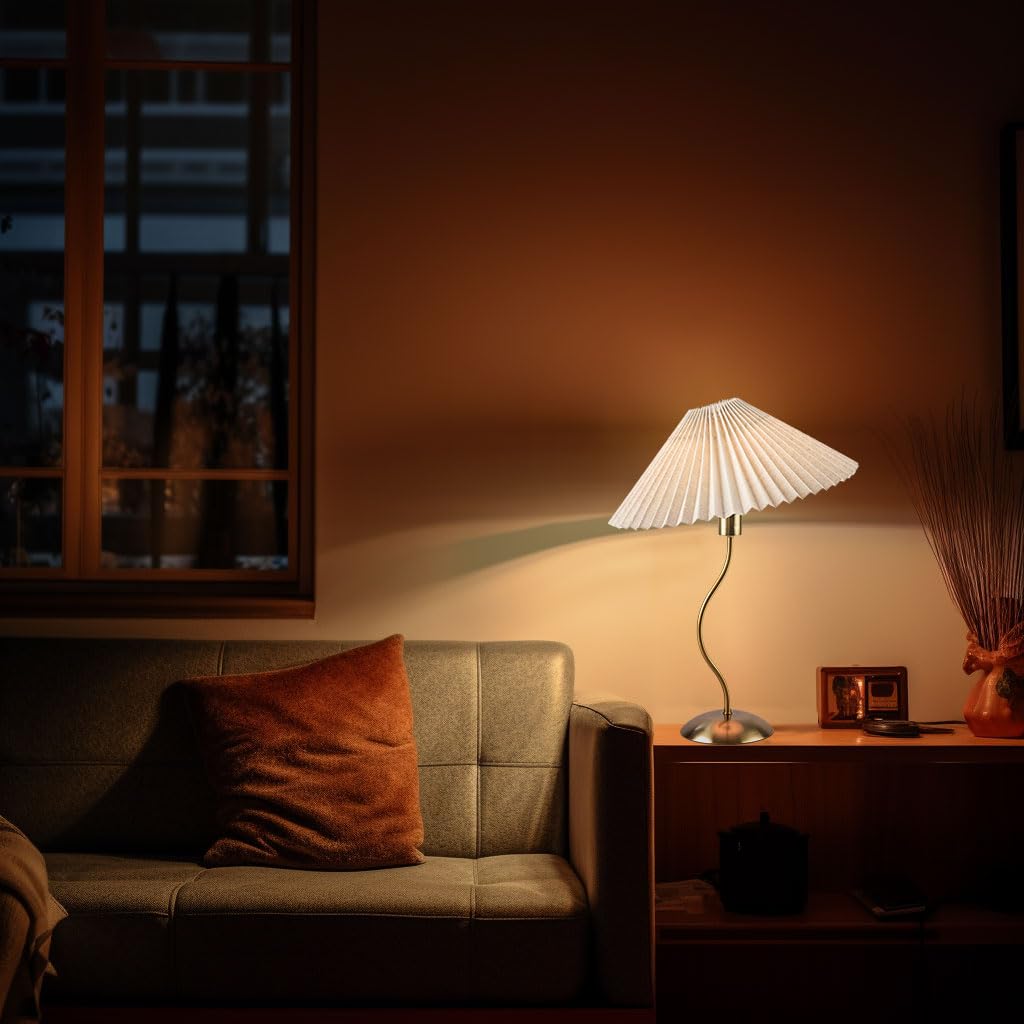 🔥Last Day 49% OFF🔥Small Pleated Bedside Lamp with Beige Lampshade