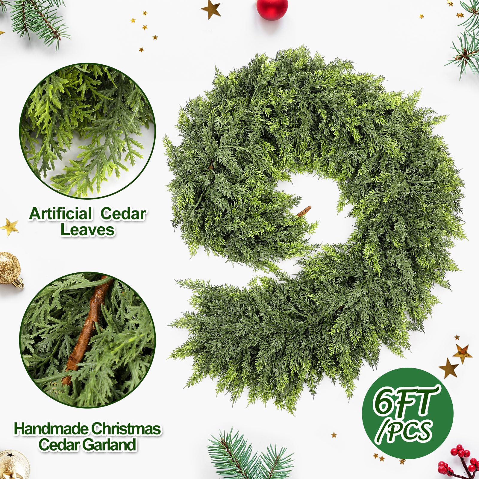 🔥Last Day 49% OFF🔥1 Pc 6ft Artificial Christmas Cedar Garland