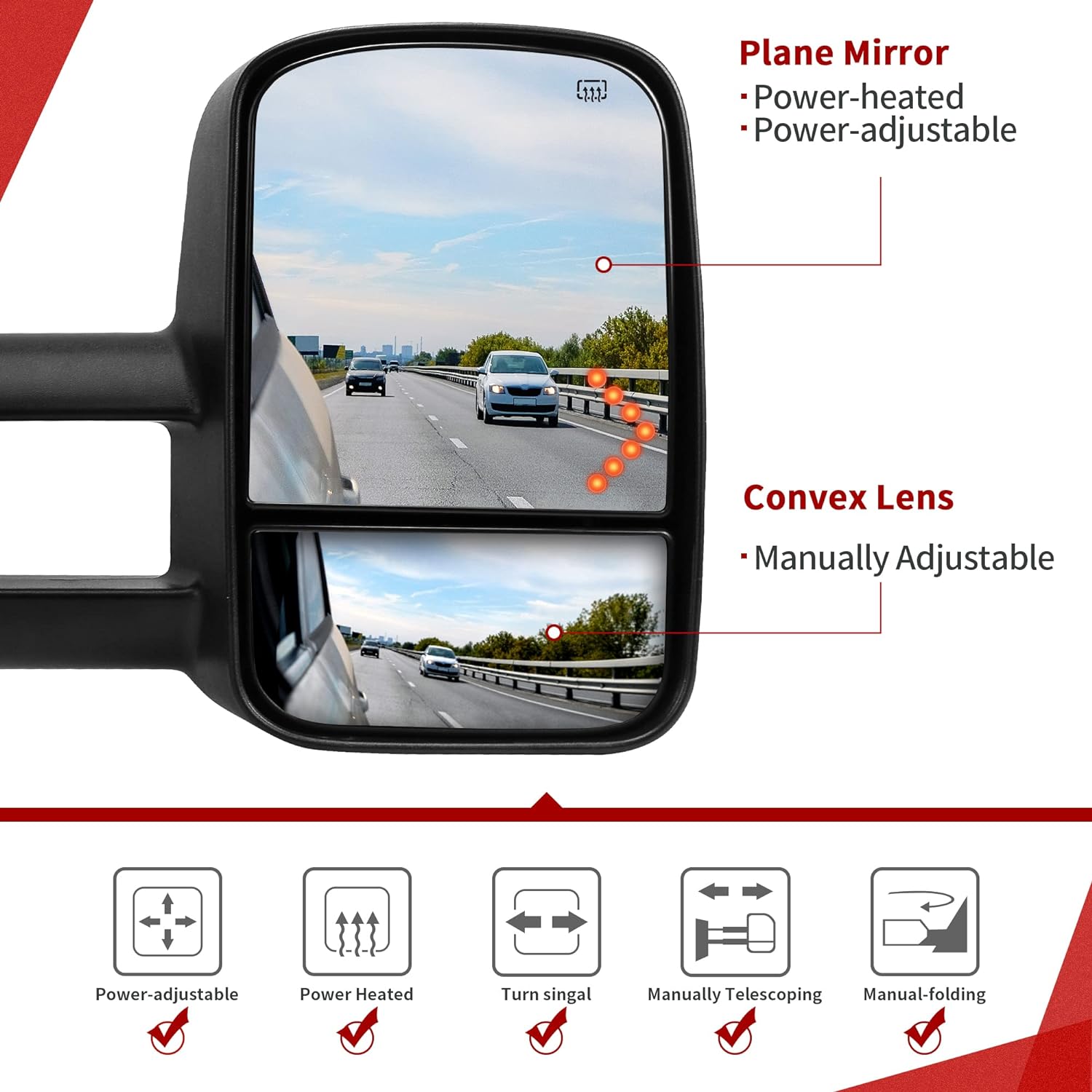 YITAMOTOR Compatible with 2003-2006 Chevy Silverado Tahoe GMC Sierra Extendable Tow Mirrors