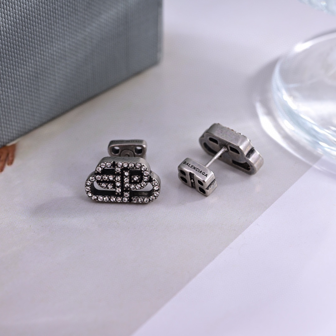 Balenciaga BB Diamond Stud Earrings