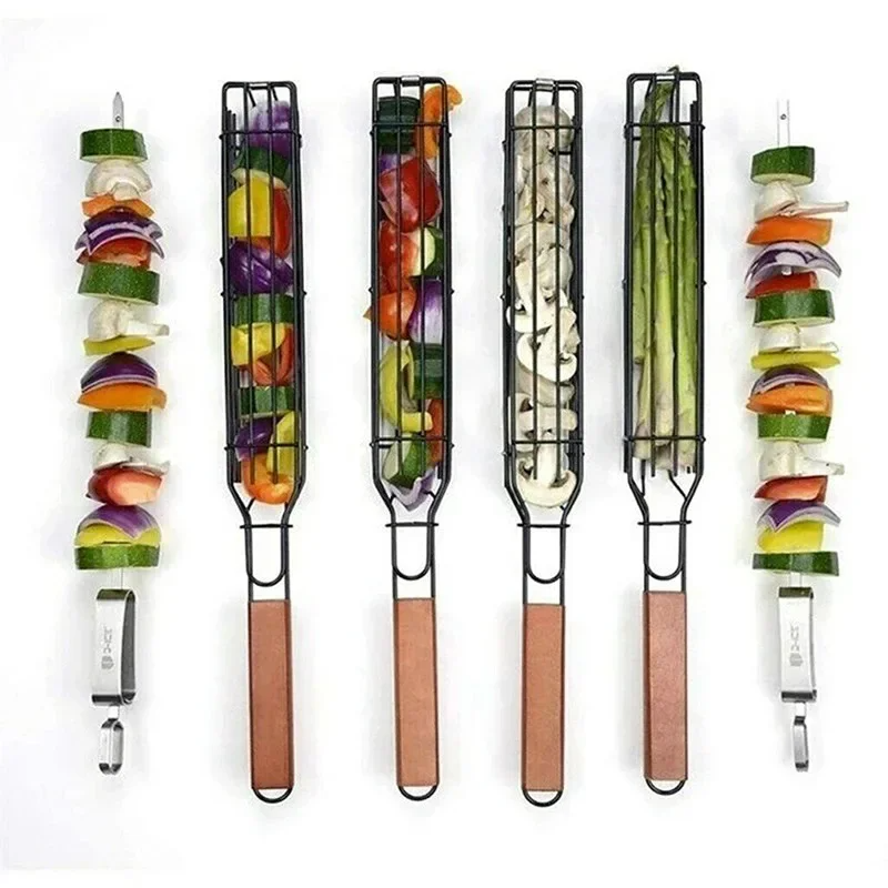 👍Last Day Promotion 60% OFF💥 BBQ Grill Baskets With Wooden Handl