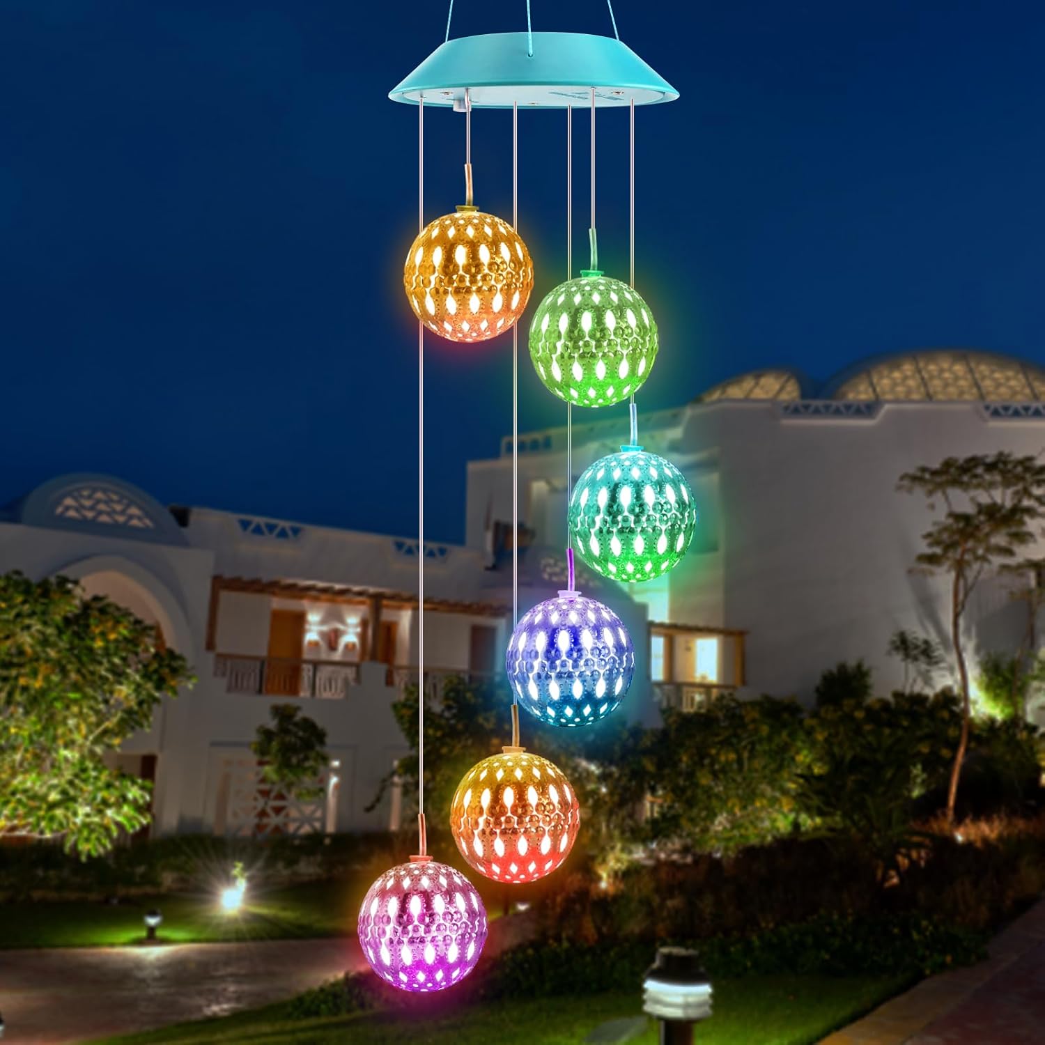 🔥Buy 2 Free Shipping🔥Solar Color-Changing Moroccan Ball Wind Chime-Rainbow Color Changing LED Lights🎁