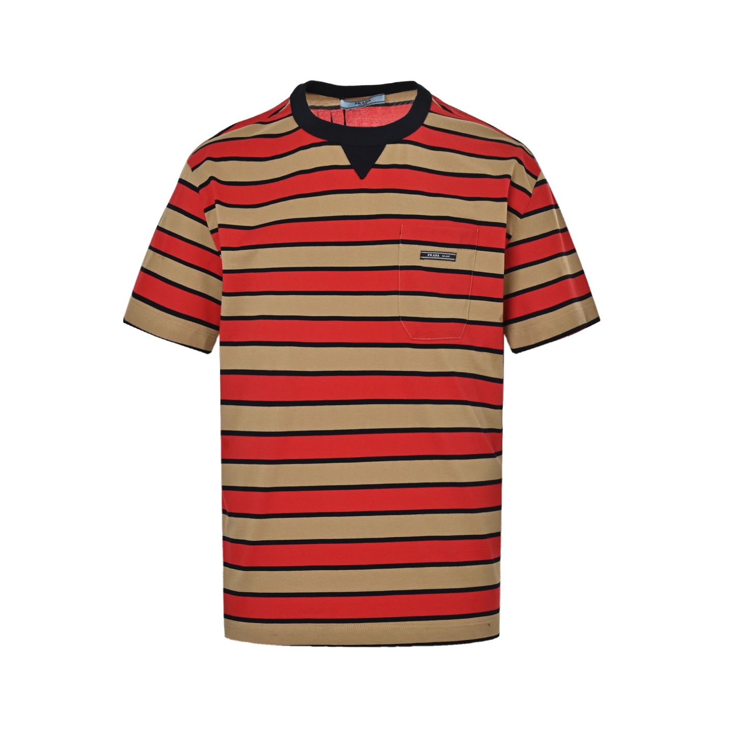 Prada Letter patch embroidered striped contrast short sleeves