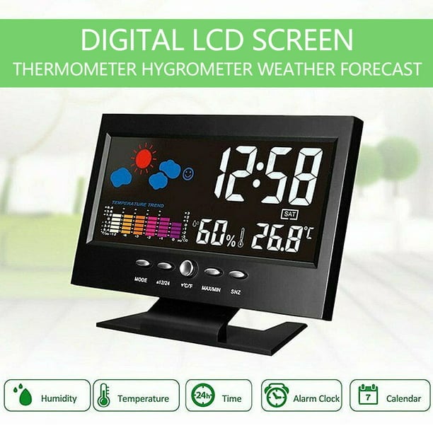 (🎁2025 Hot Sale🎁)Digital LED Temperature Humidity Monitor Weather Forecast LED Table Alarm Clock