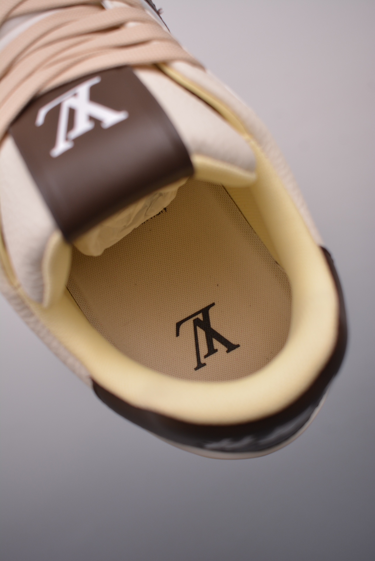 Louis Vuitton Trainer Sneaker Low Beige Dark Brown Plaid 1ACV5R