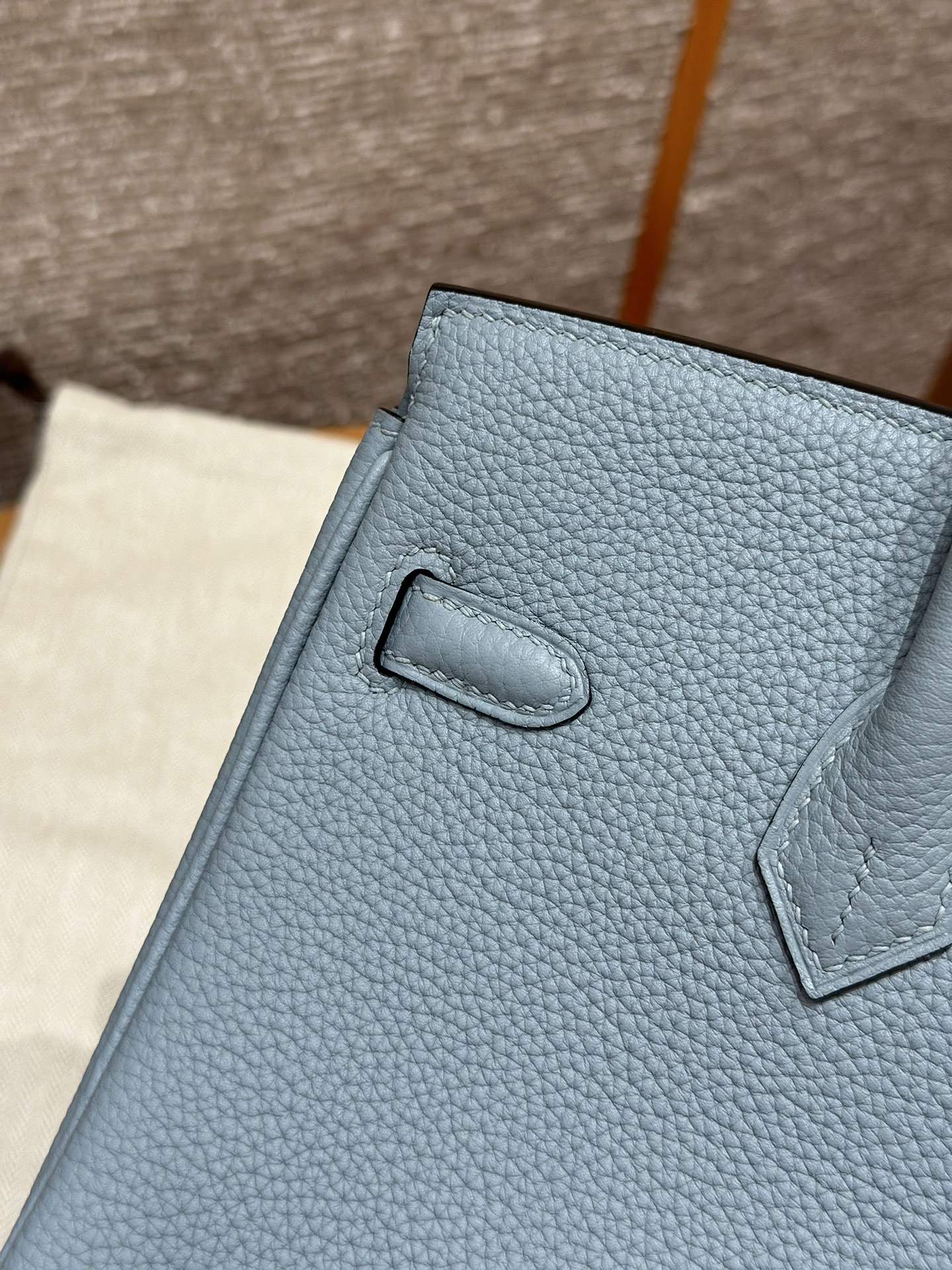 Hermes Birkin 6J7Blue lin handbag (handmade to order)