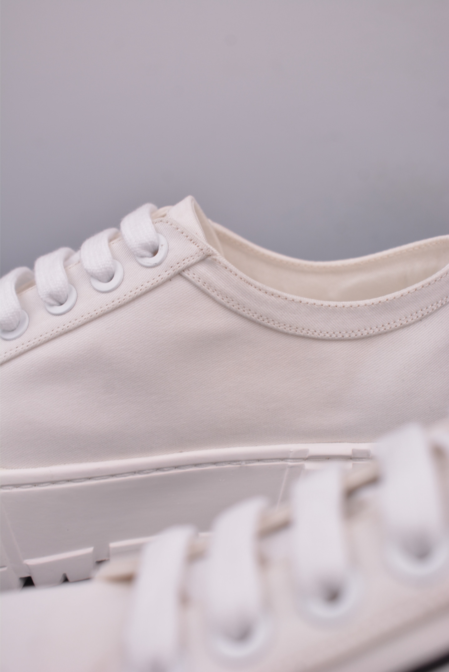 Prada Nylon Gabardine Low Sneakers Canvas White SPAZZOL